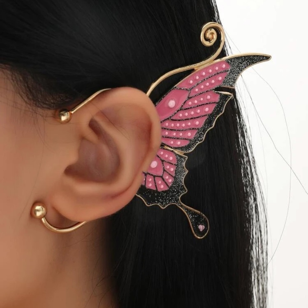 🦋 Stunning Pierce-less Left Ear Colorful Butterfly Wing Ear Cuff  Jacket 🦋